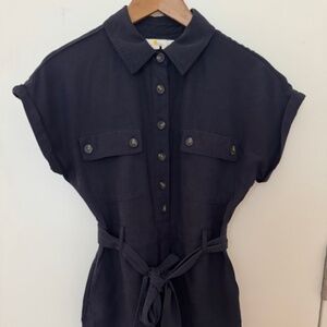 Navy linen romper
